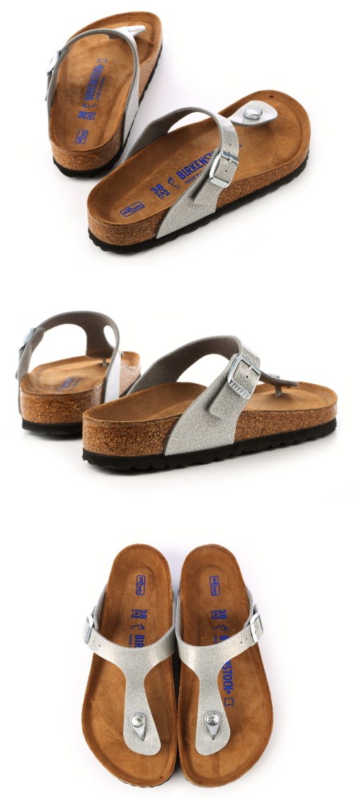 勃肯BIRKENSTOCK 847461。吉薩夾腳拖鞋(亮面粉銀)