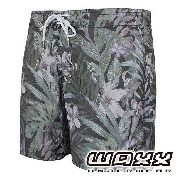 WAXX熱浪系列-灰色空間快乾型男海灘褲(15英吋)