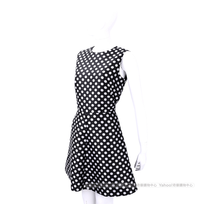RED VALENTINO 黑x白色點點無袖洋裝