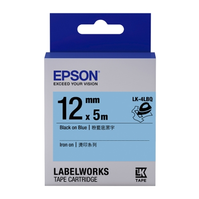 EPSON C53S654443 LK-4LBQ燙印系列粉藍底黑字標籤帶(寬度12mm)
