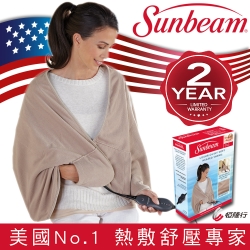 美國Sunbeam柔毛披蓋式電熱毯(優雅駝)