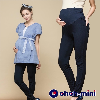 ohoh-mini 孕婦裝 針織羅馬合身孕婦長褲-2色