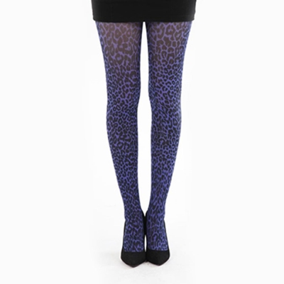【摩達客】英國進口義大利製【Pamela Mann】小豹紋紫色印花彈性褲襪