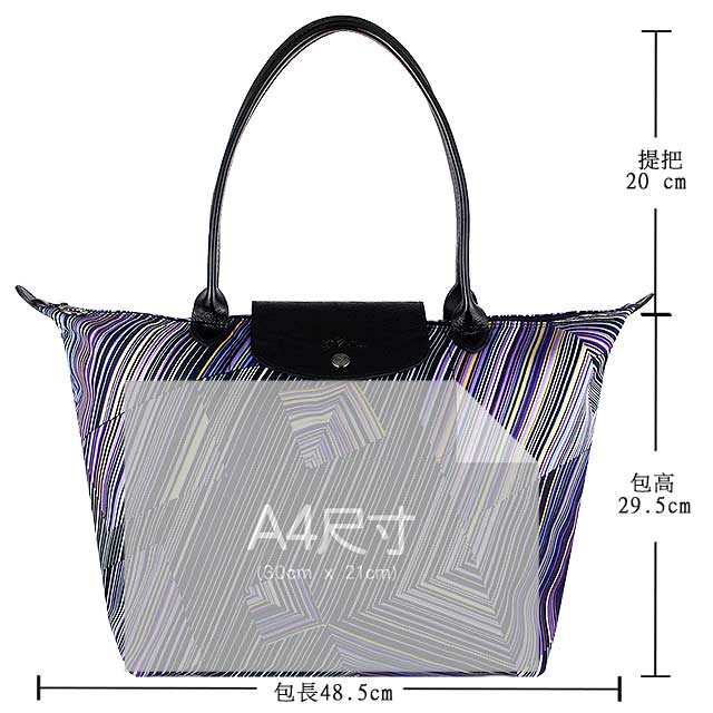 Longchamp OP ART歐普藝術長背帶水餃包(紫水晶/大)