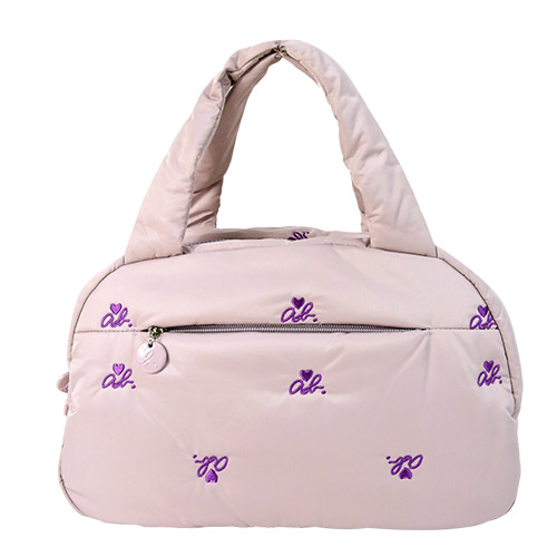 agnes b. ab heart 刺繡舖棉波士頓包(粉紫)