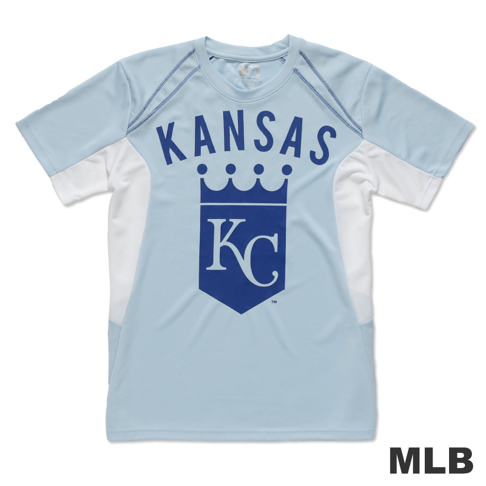 MLB-堪薩斯城皇家隊修身撞色T恤-淺藍(男)
