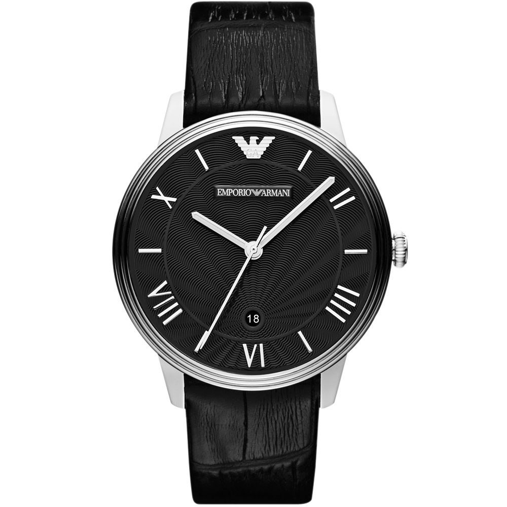 ARMANI 雅典時尚石英腕錶-黑/41mm