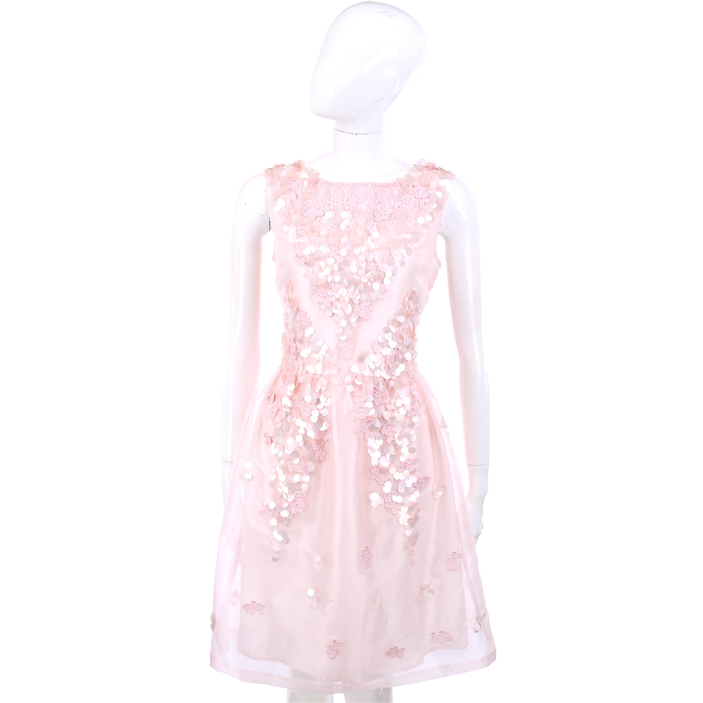 BLUGIRL-Folies 粉色亮片綴飾設計無袖洋裝