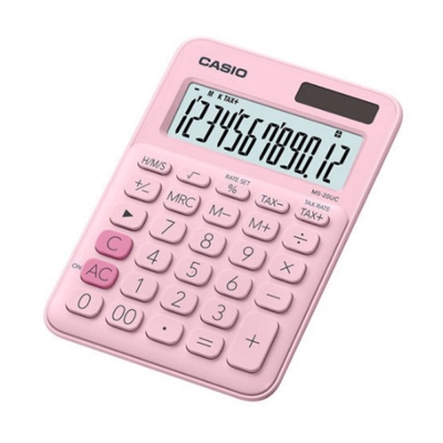 CASIO 12位元繽紛馬卡龍色系便利型計算機 草梅粉 MS-20UC-PK