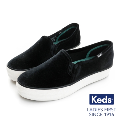 Keds TRIPLE DECKER 華麗氣質休閒便鞋-天鵝絨黑