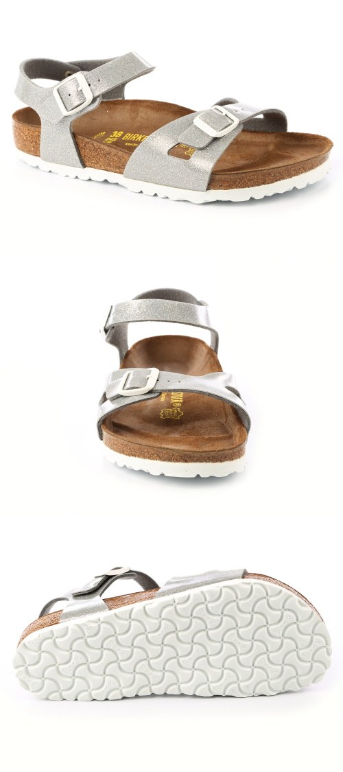 勃肯BIRKENSTOCK831781。里約單片交叉繞踝涼鞋(亮面粉銀)