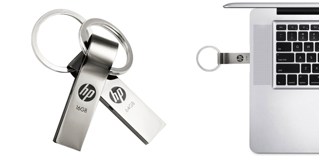 HP ◤鋅合金◢ 16GB 鑰匙圈防水隨身碟 v285w