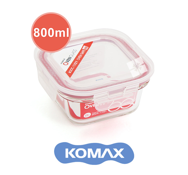 韓國KOMAX 耐熱玻璃保鮮盒-方型(800ml)