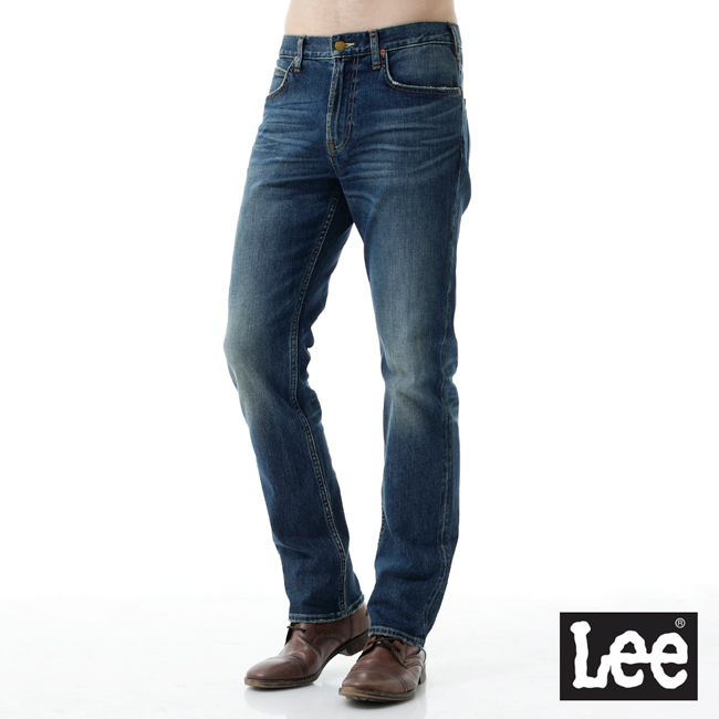 Lee 牛仔褲 743中腰舒適直筒牛仔褲-男款-深藍