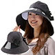 【Sunlead】馬尾透明帽緣。小顏效果護髮寬圓頂抗UV防曬護頸遮陽帽 (黑色) product thumbnail 1