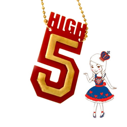 Anna Lou Of London倫敦品牌 HIGH 5紅金立體幸運數字項鍊