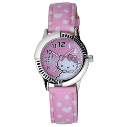 Hello Kitty 雲點朵朵俏麗腕錶-粉紅/28mm