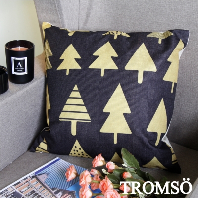 TROMSO品味英倫 棉麻抱枕U80黃黑大樹