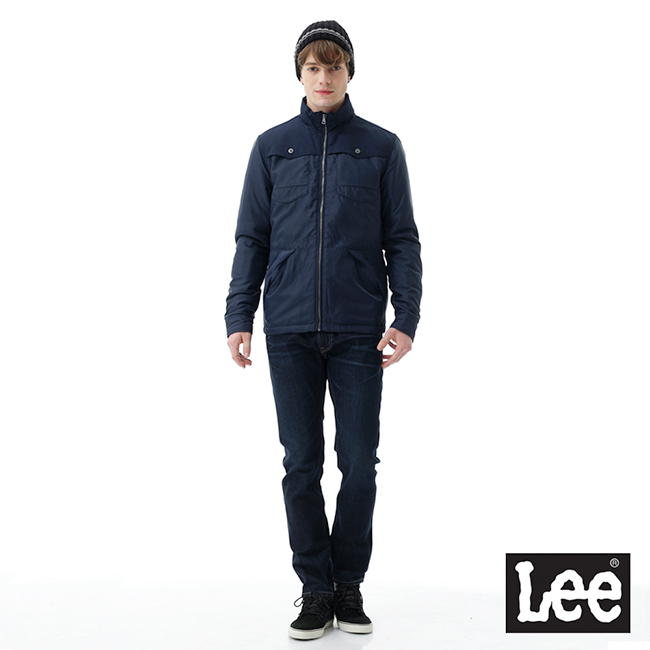 Lee 連帽可收式舖棉外套RG-男款-藍色