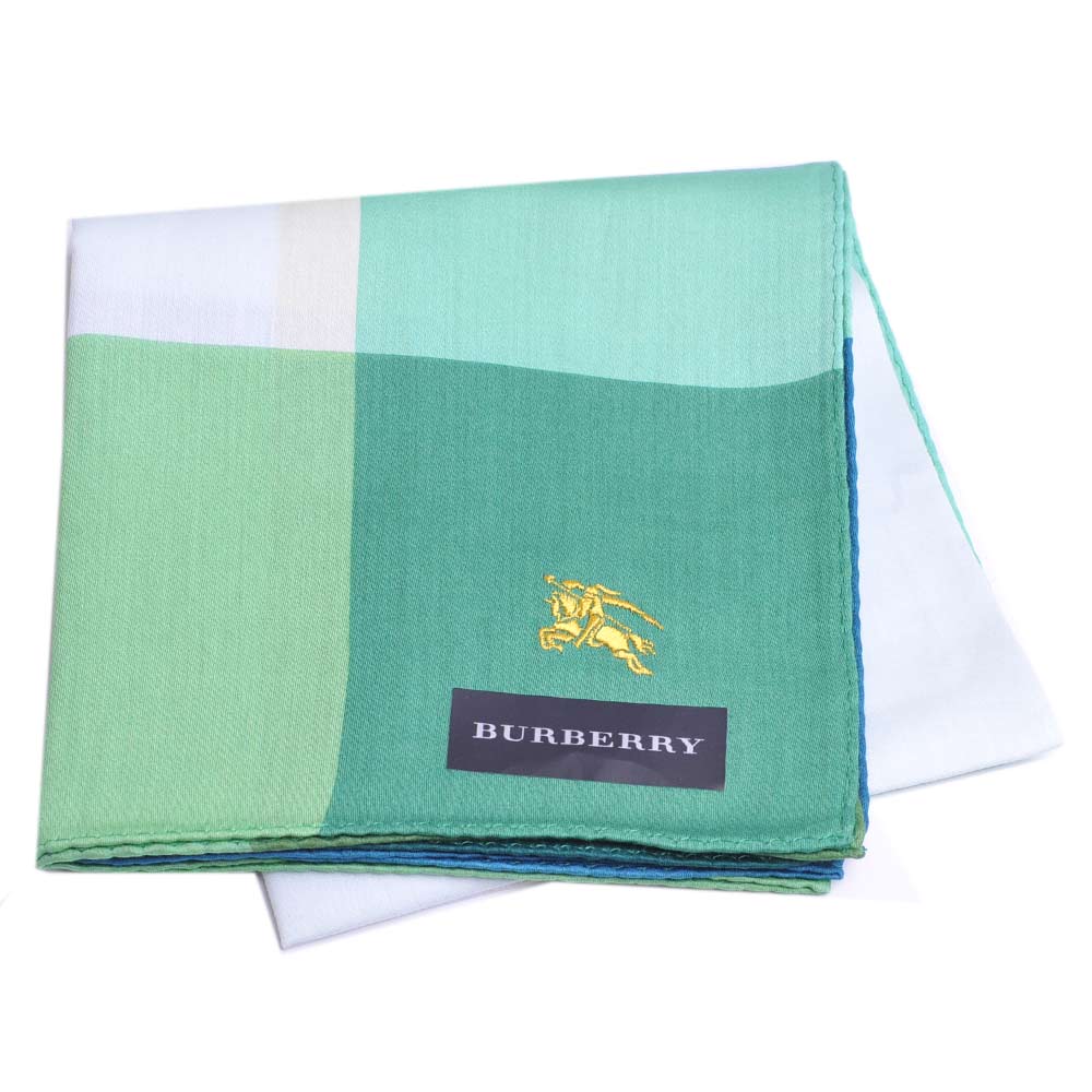 BURBERRY 經典刺繡戰馬大條紋邊大領巾(綠)