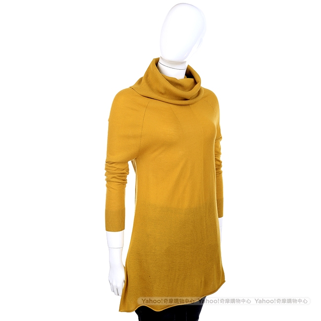 MARELLA 黃色高領設計長版毛衣