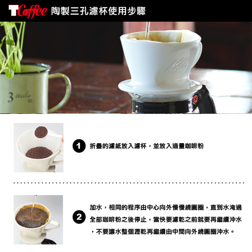 TCoffee Kalita 101白色陶製三孔濾杯