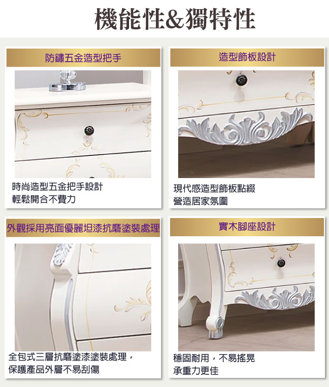 品家居 米查爾2尺三抽床頭櫃-61x44x70cm免組