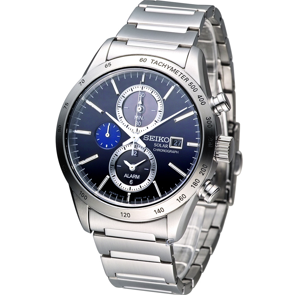 SEIKO SPIRIT 極簡美學太陽能計時腕錶(SBPY115G)-藍/41mm