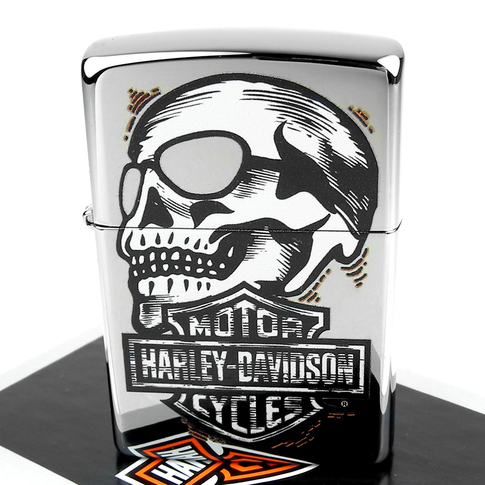 ZIPPO 美系~哈雷~Harley-Davidson-Skull骷髏圖案設計打火機