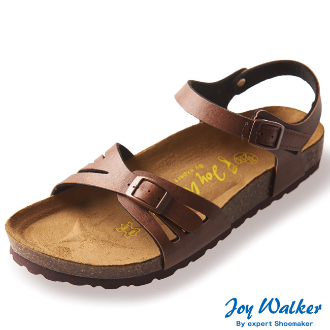 Joy Walker 繽紛色彩一片式平底涼鞋*咖啡色