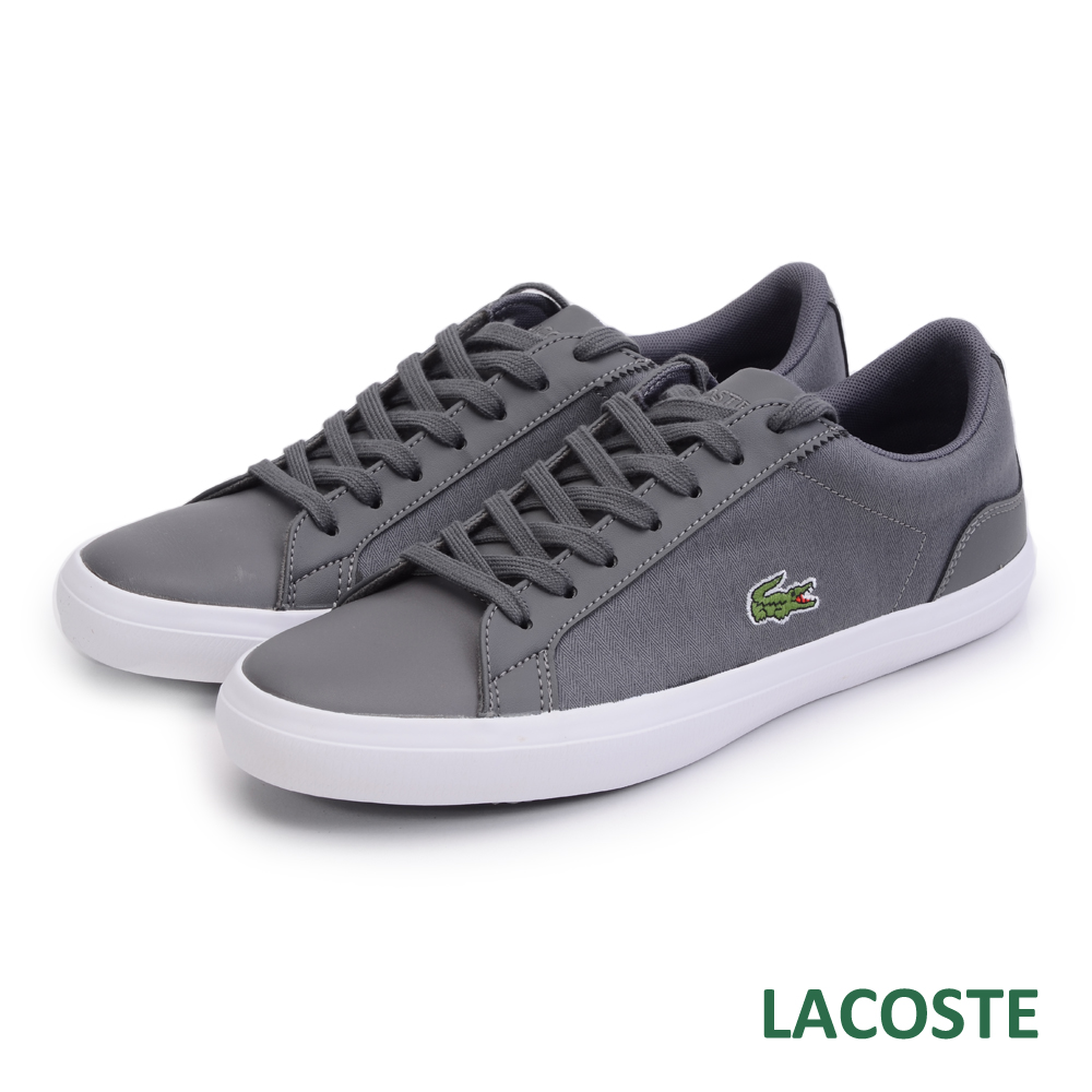 LACOSTE 男用休閒帆布鞋-灰色