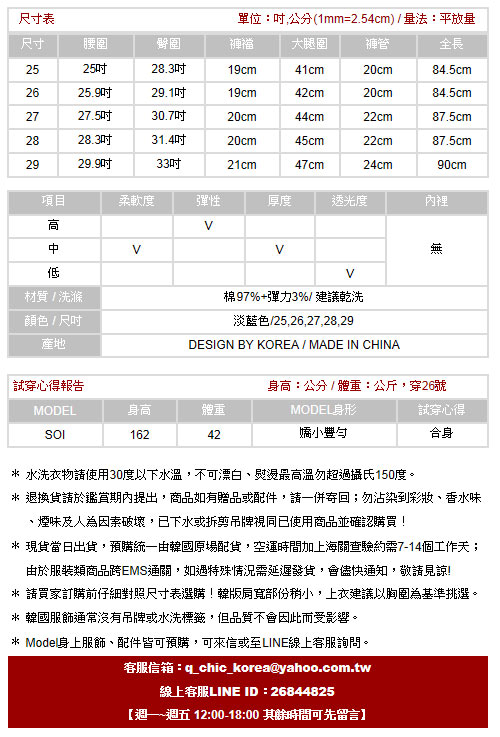 激瘦刷白洗色合身窄管牛仔褲 (淺藍色)-100%明洞