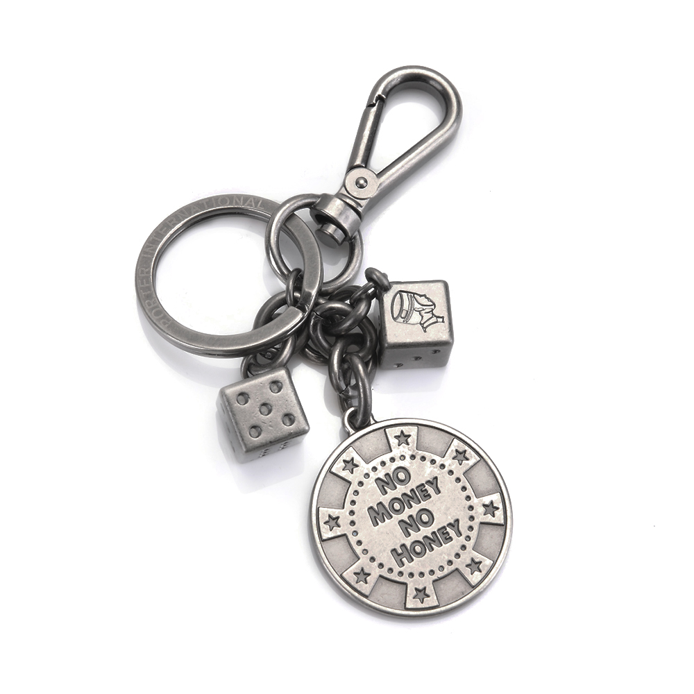 PORTER - 幸運方程式 Key chain 骰子造型鑰匙圈 - 復古銀