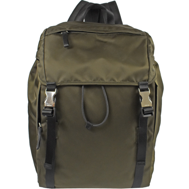 PRADA三角LOGO經典尼龍樣式後背包(軍綠)