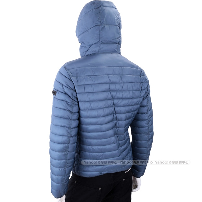 VERSACE 霧藍色絎縫連帽科技棉保暖夾克