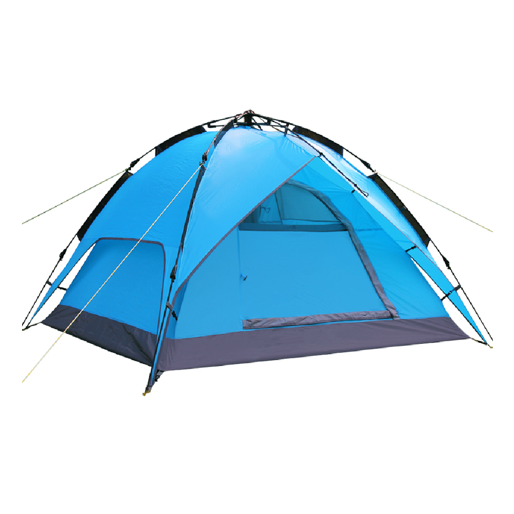 LIFECODE《立可搭》3-4人雙層速搭帳篷(玻桿二用帳篷) 藍色