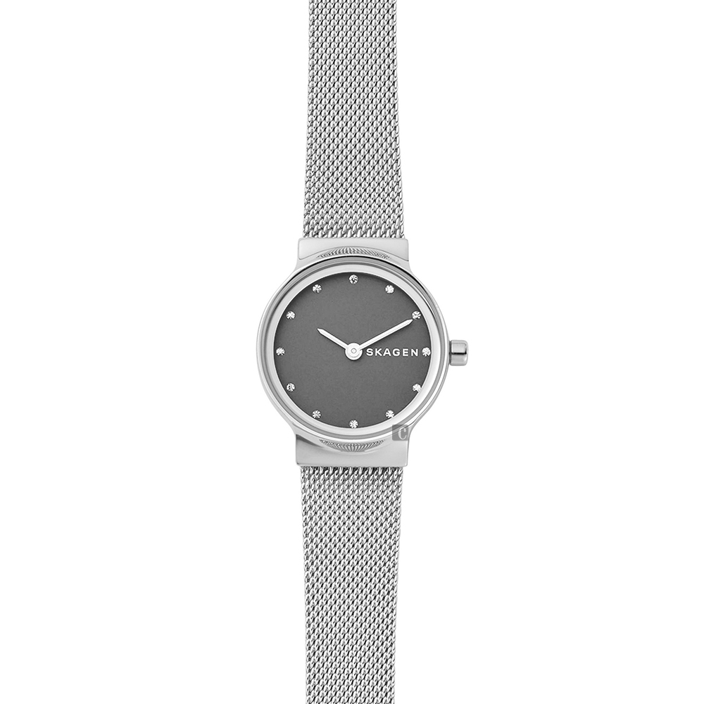 Skagen Freja 晶鑽米蘭帶女錶-灰x銀/25mm