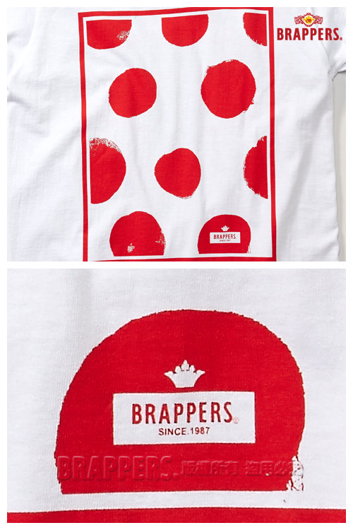 BRAPPERS 男款日本製圓點印花短袖T恤－白底紅點