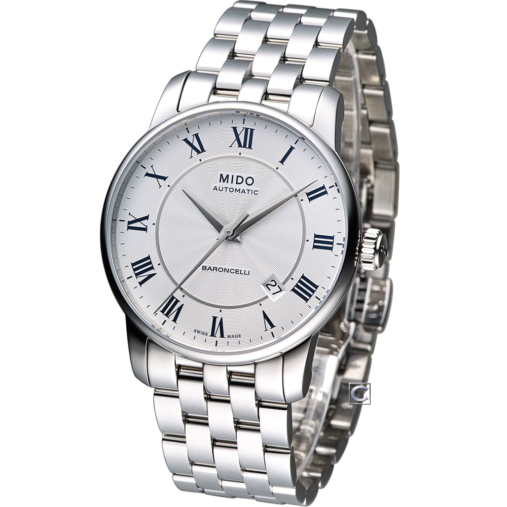 MIDO 美度 官方授權 Baroncelli II 羅馬假期機械腕錶-M86004211白/38mm