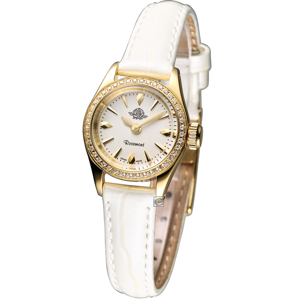 Rosemont 茶香玫瑰系列 III 復古時尚錶-米白色錶帶/22mm