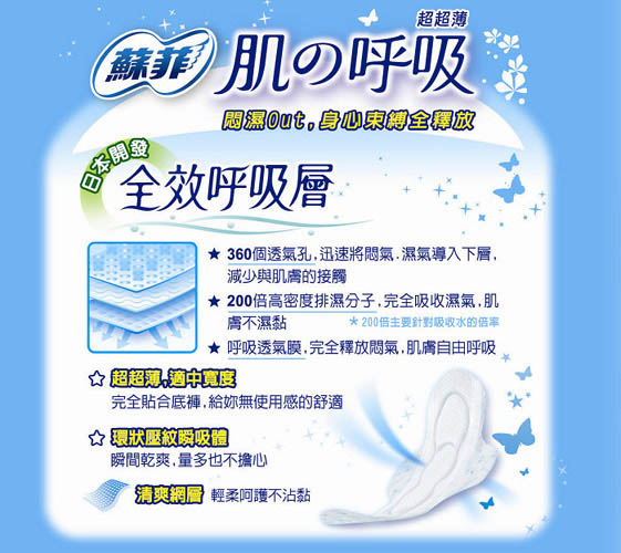 蘇菲 肌的呼吸超薄清爽網層日用潔翼衛生棉(23CM)(16片 x 3包/組)