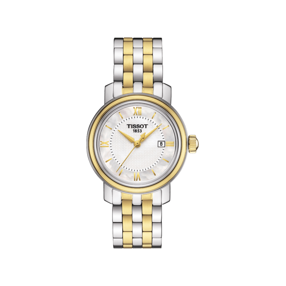 TISSOT 天梭 官方授權 Bridgeport 寶環系列經典石英女錶-珍珠貝x雙色版/29mm