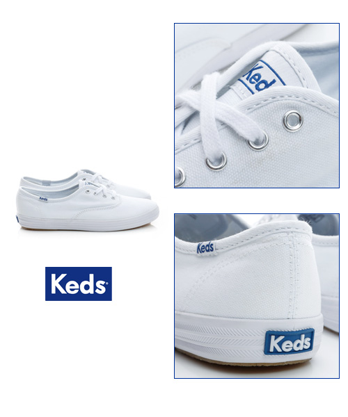 Keds 品牌經典綁帶休閒鞋-白色