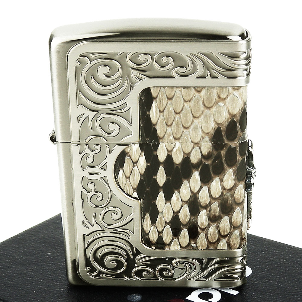 【ZIPPO】日系~FRAME PYTHON METAL-蟒蛇真皮貼覆三面加工打火機