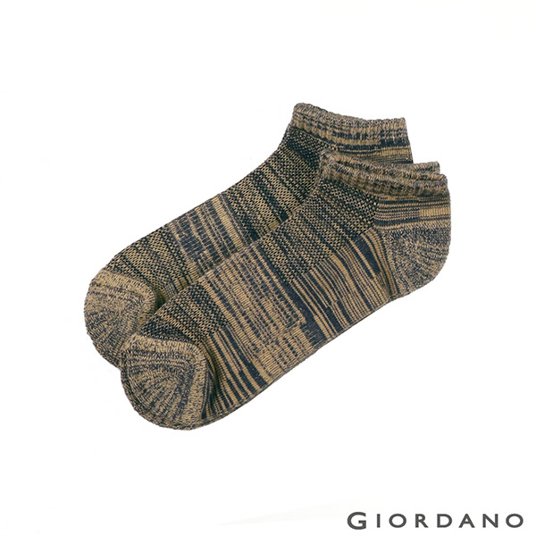 GIORDANO 素色彈力棉防滑休閒短襪(2雙入) - 79 花紗咖/藍