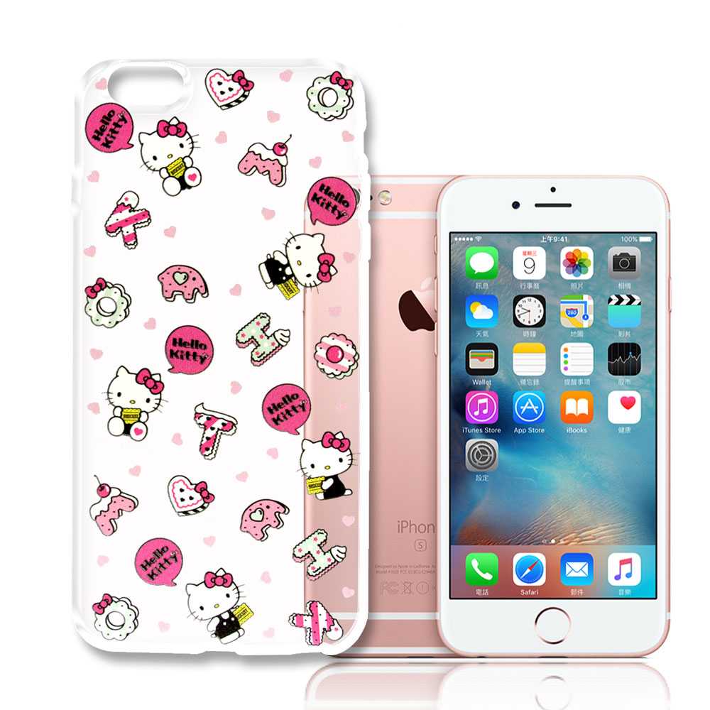 Hello Kitty iPhone 6/6s 4.7吋 浮雕彩繪透明軟殼(繽紛點心)