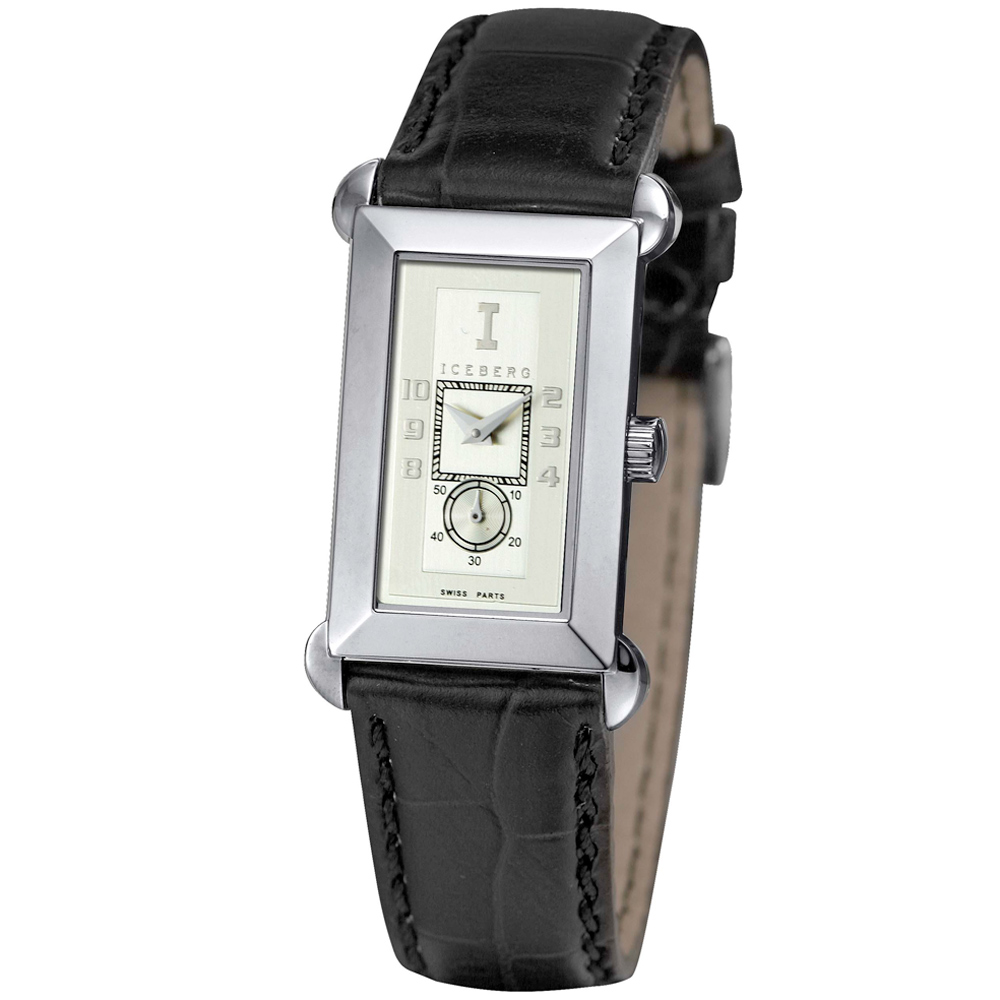 ICEBERG 舊愛新歡系列時尚腕錶-白x黑色錶帶/22x34mm