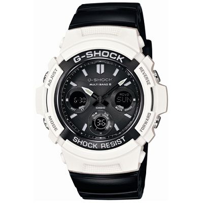 G-SHOCK 黑白極簡系列時尚雙顯電波概念錶-黑x白/47mm