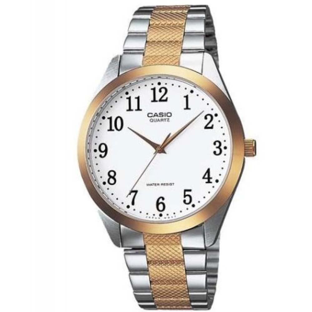 CASIO 富豪金銀時尚指針紳士腕錶(MTP-1274SG-7B)-白色數字面x金邊/36mm