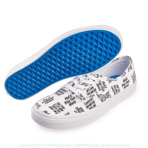 (女)VANS Authentic 英文字母圖騰綁帶休閒鞋*白色